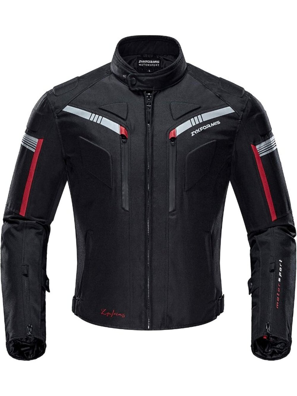 Mens Black Windproof Band Cuff Sleeve Zip-up Long Sleeve Motorcycle Jackets